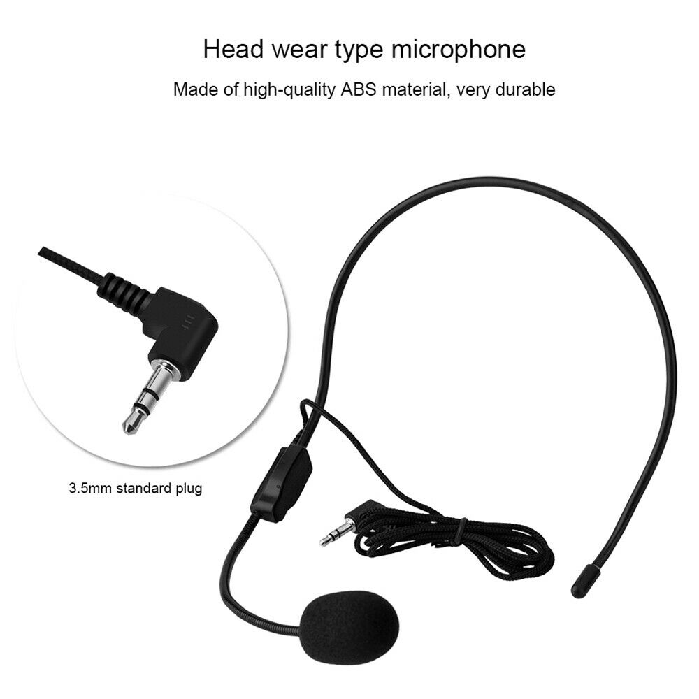 3.5mm Head-mounted Wired Microphone Condenser MIC for Voice Amplifier Speaker