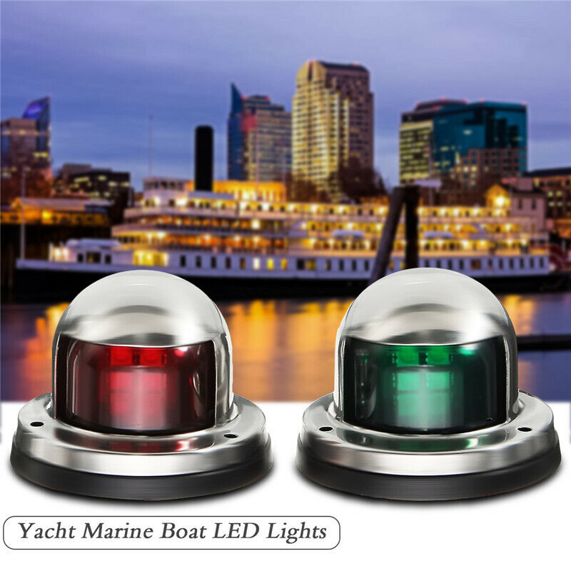 2X LED Bow Navigation Light Red Green Sailing Signal Light for Marine Boat_e Tt