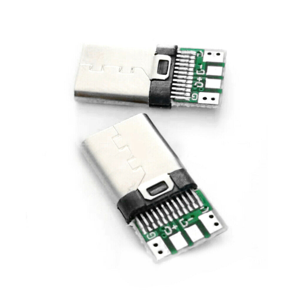 10Pcs USB2.0 TypeC 24 Pin Connector Male Socket Adapter to Solder Wire PCB Board