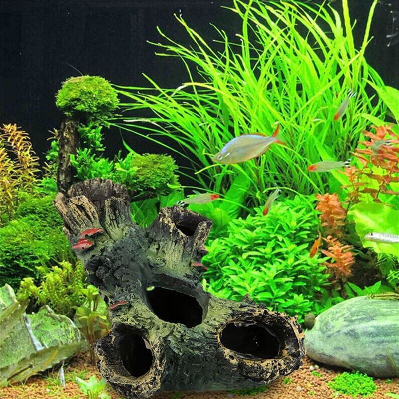 Aquarium 12cm Log Tree Hide Hiding Cave Fish Tank Decoration Ornament Best L*DF