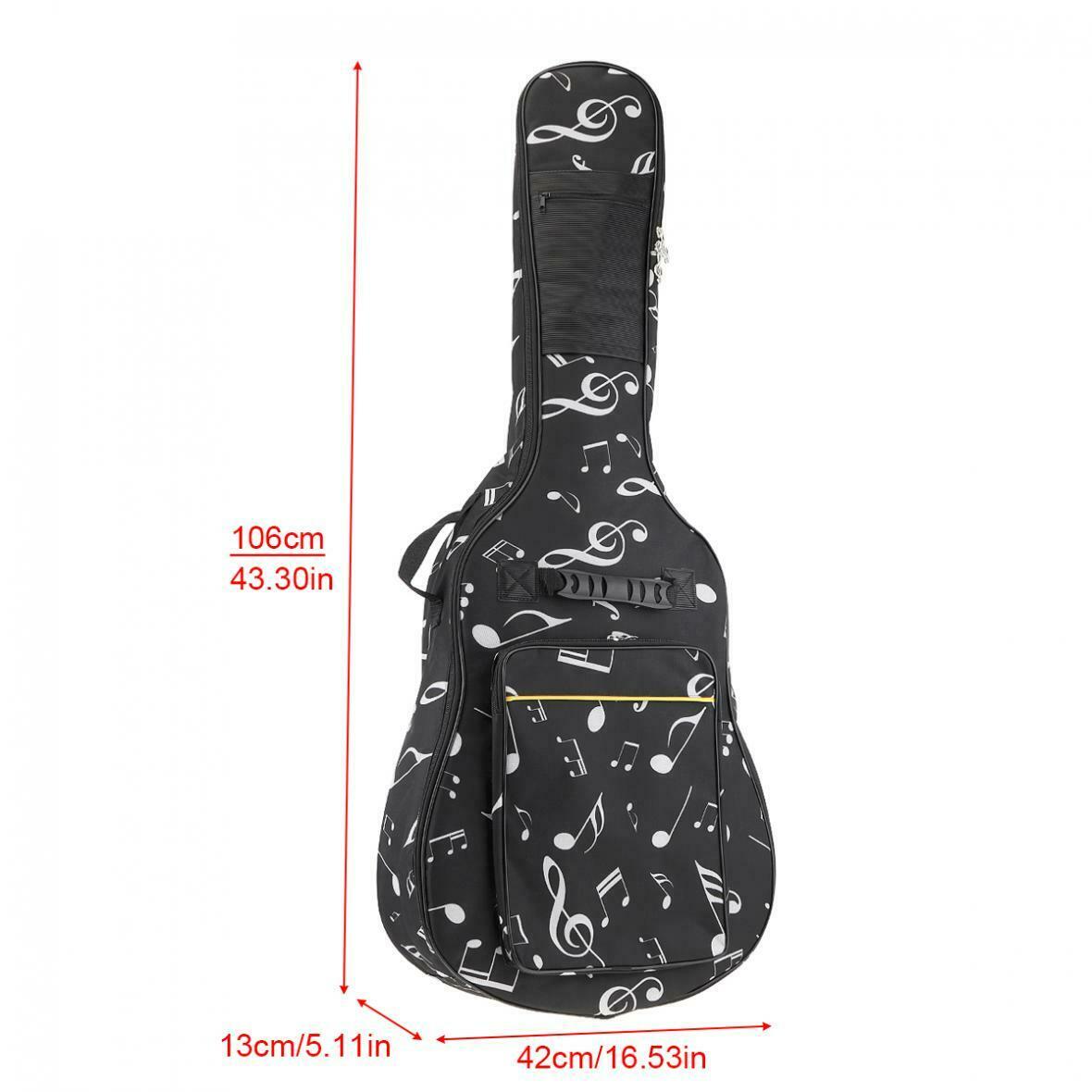 40 41'' Musical Note Folk Acoustic Guitar Case Gig Bag Soft Waterproof  Backpack