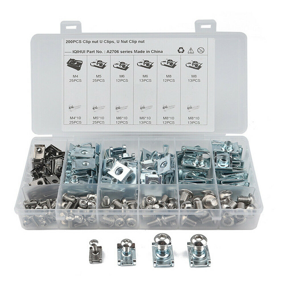 200x Spire U Clips Chimney Nuts Fasteners M4 M5 M6 M8 Assorted Kits Universal