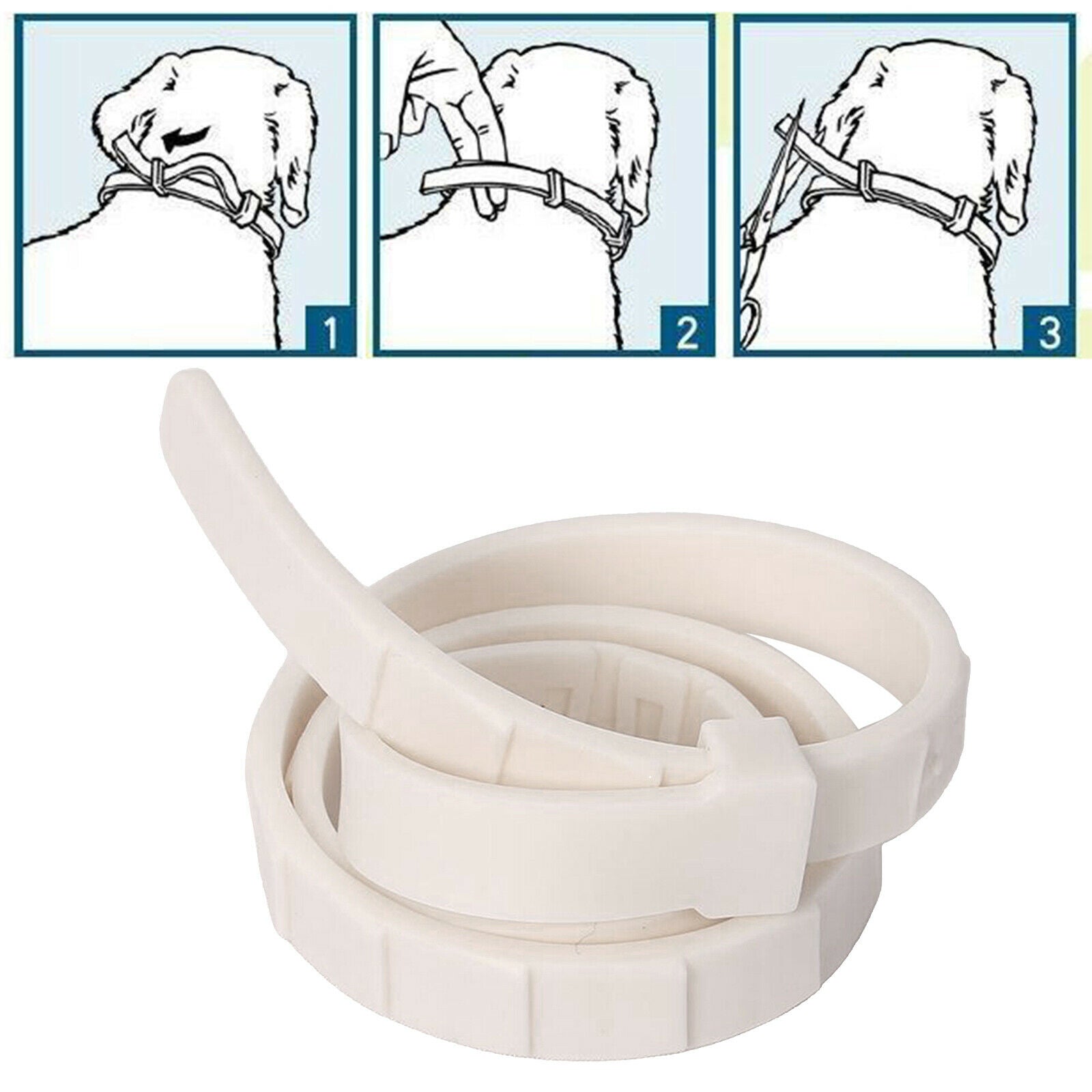 Dog Cat Flea and Tick Collar Prevention Natural Waterproof White for Dog
