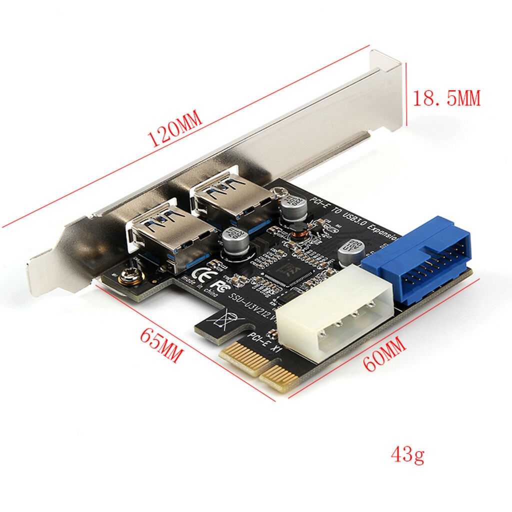 Dual Ports PCI-E to USB 3.0 HUB PCI 19pin Express Expansion Header Card Adapter
