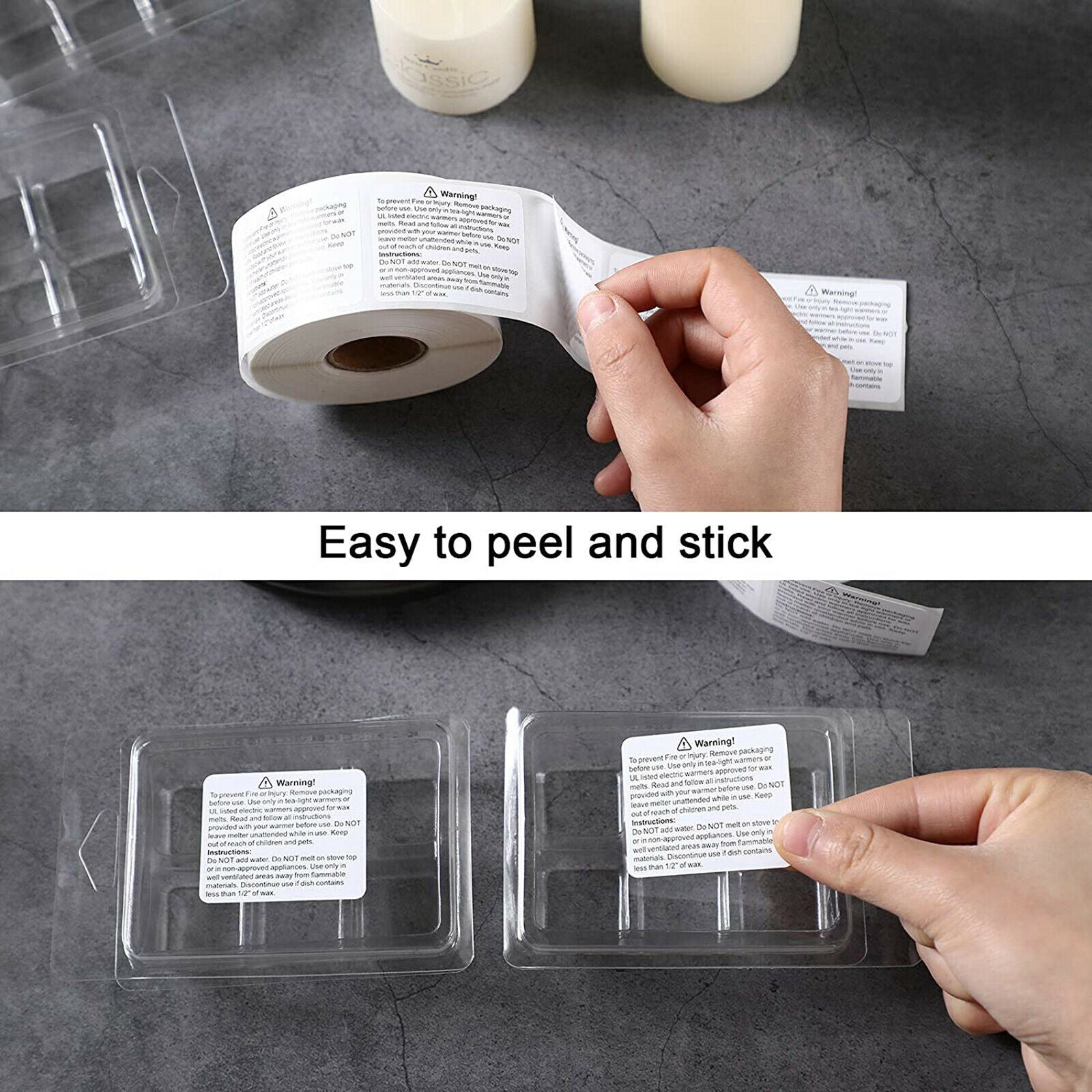 600 Pcs Oil Proof Candle Containers Warning Labels Wax Melting
