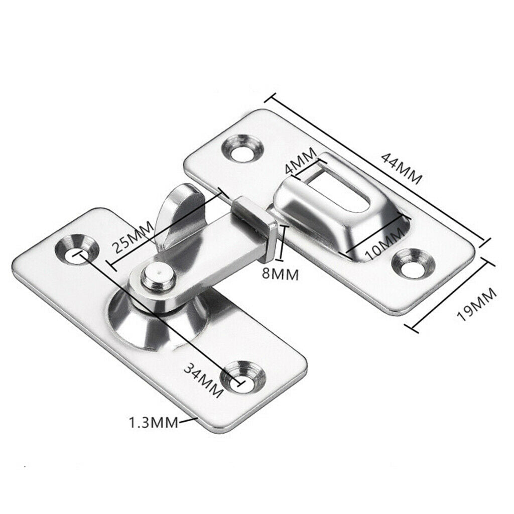 Door Latch Stainless Steel with Screws for Doors Buckle Bolt Sliding Lock