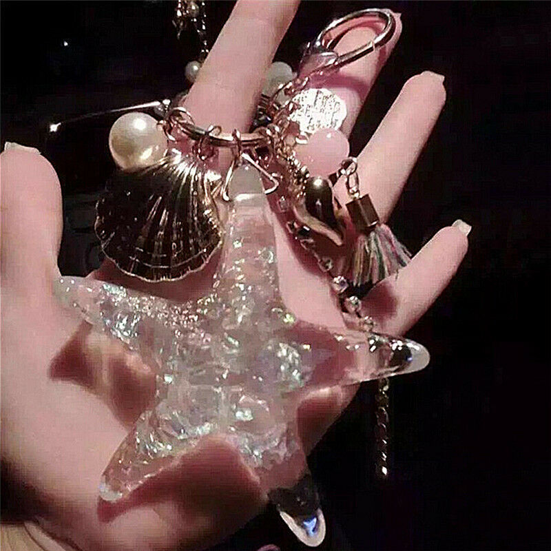 Cute Starfish Shell Key Chain Crystal Pendant Keyring Keychain Keyfob Gift Nice