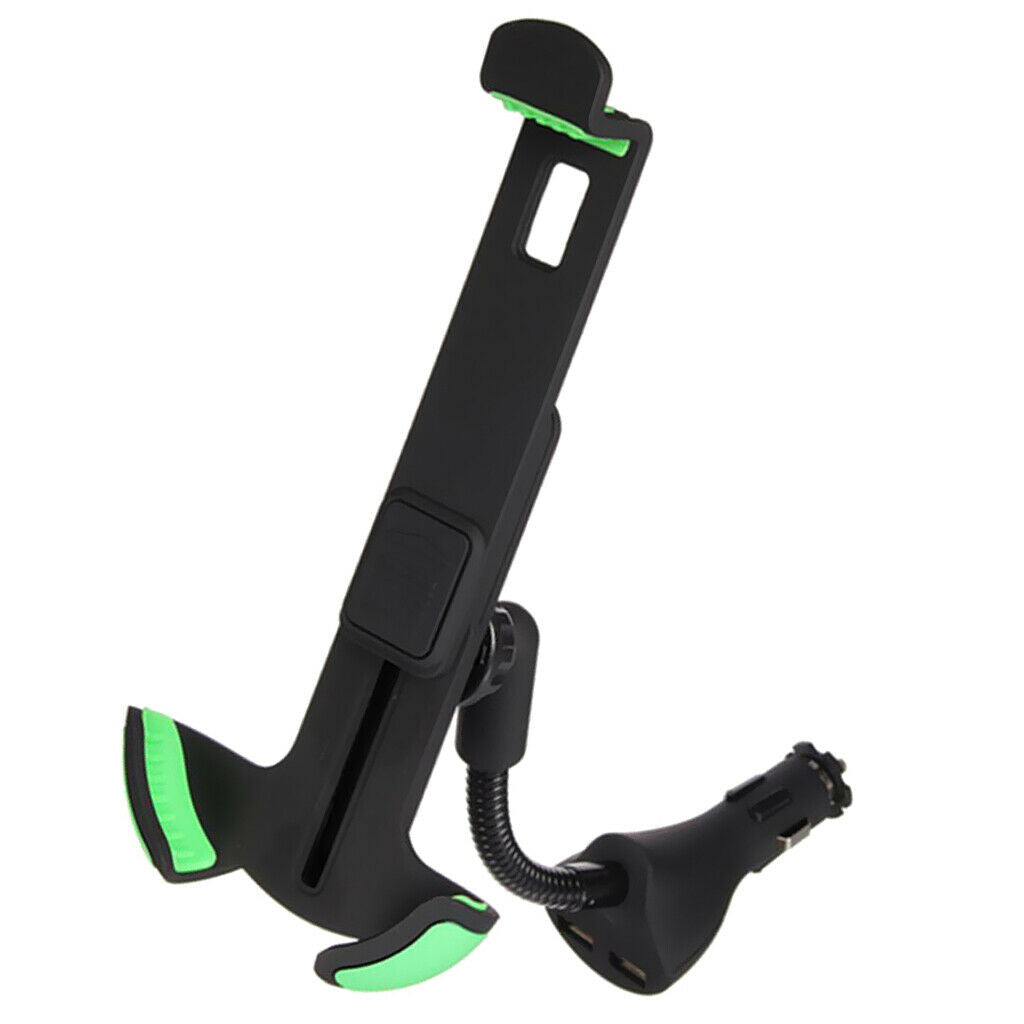 Car Phone Stand Holder Dual USB 2.1A Quick Charger Current Protection Black