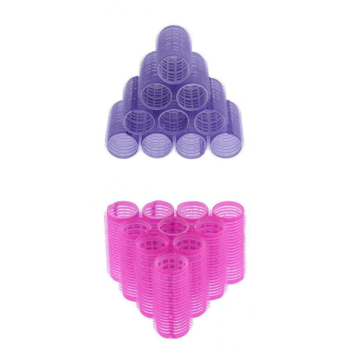 20Pcs 24mm Pink + 32mm Purple Self Grip Hair Rollers Set for Women Men