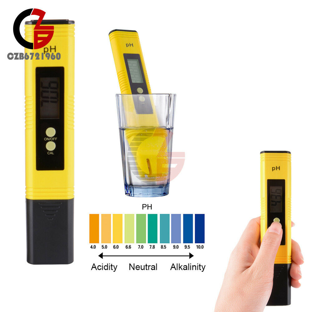 5Pcs 2-Buttons Digital LCD PH Meter Pocket Tester Pen Monitor Aquarium Pool Wine