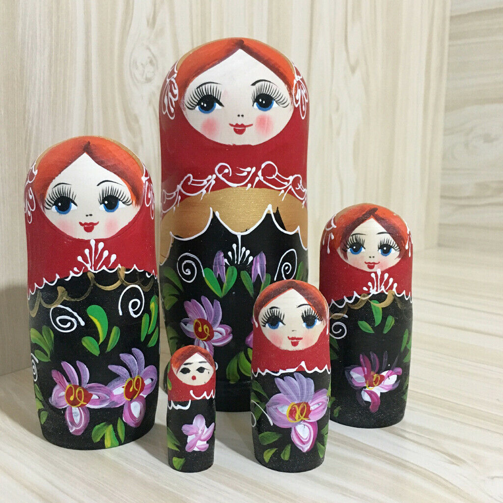Set for 5pcs hand painted wooden Russian nesting babushka matryoshka