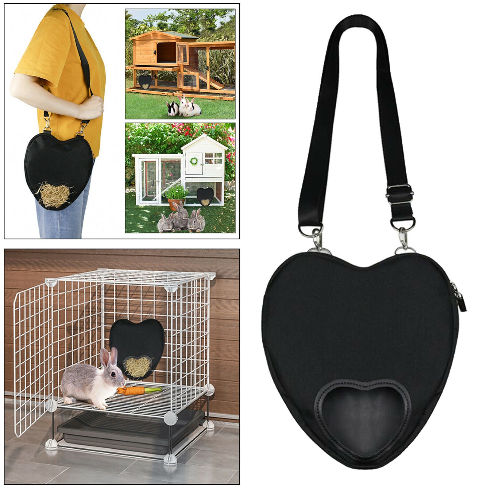 Love Shape Durable Hanging Hay Bag Small Animal Feeder for Herbivore Rabbits