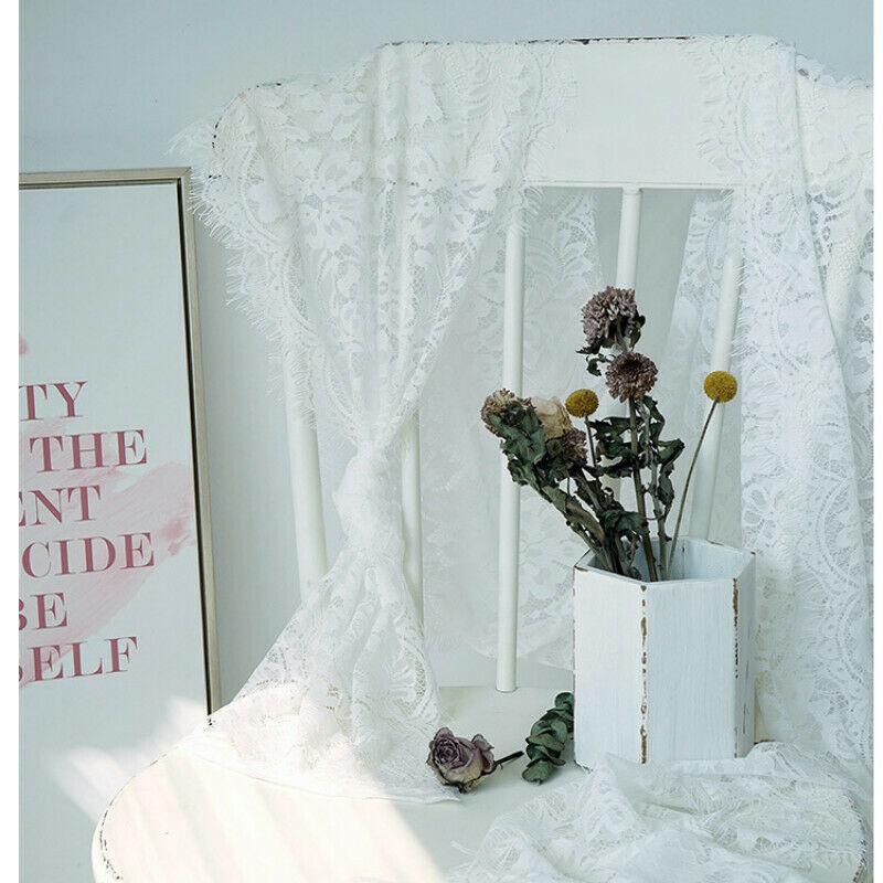 White Lace Tablecloth Floral Embroidery Table Runner Rectangle Dining Room Decor