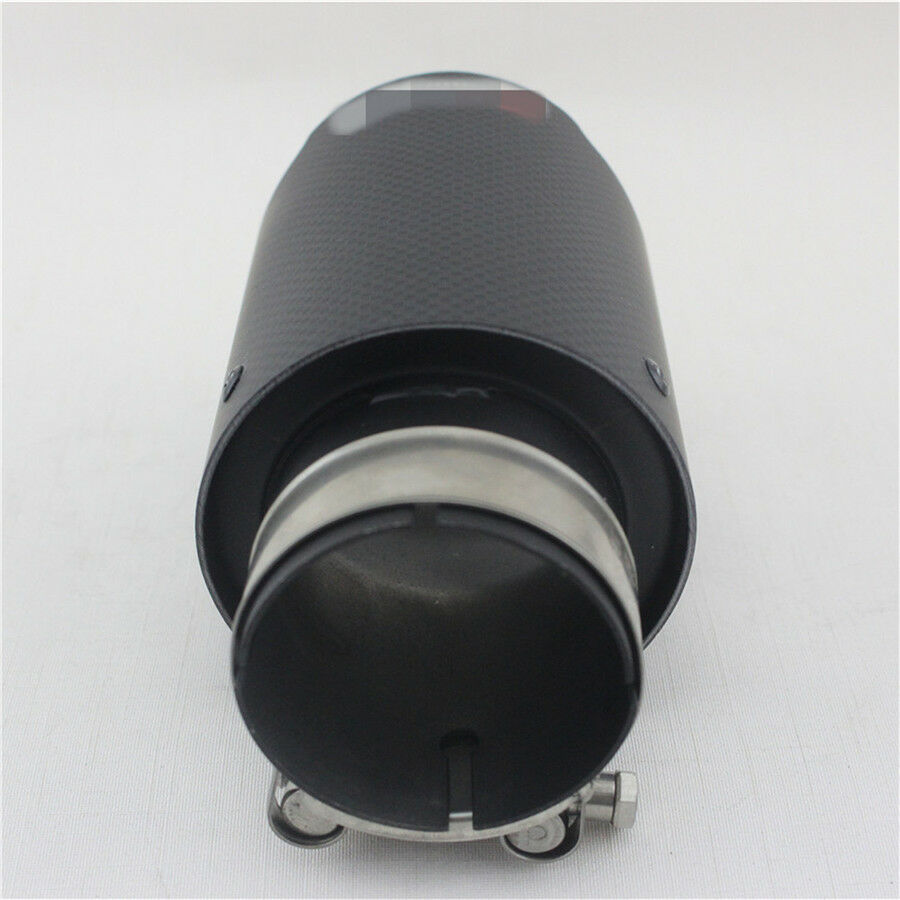 1x Real Carbon Fiber Auto Car Exhaust Pipe Tail Muffler End Tip 63mm In-89mm Out