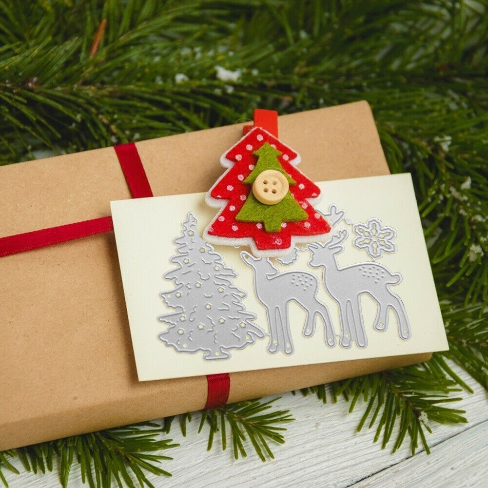 Christmas Tree Elk Cut Die DIY Scrapbooking Embossing Paper Card Stencils @