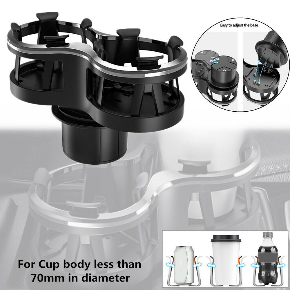 1PCS 2 in 1 Adjustable Car Cup Holder Drink Bottle Organizer Storage Box w/ Base