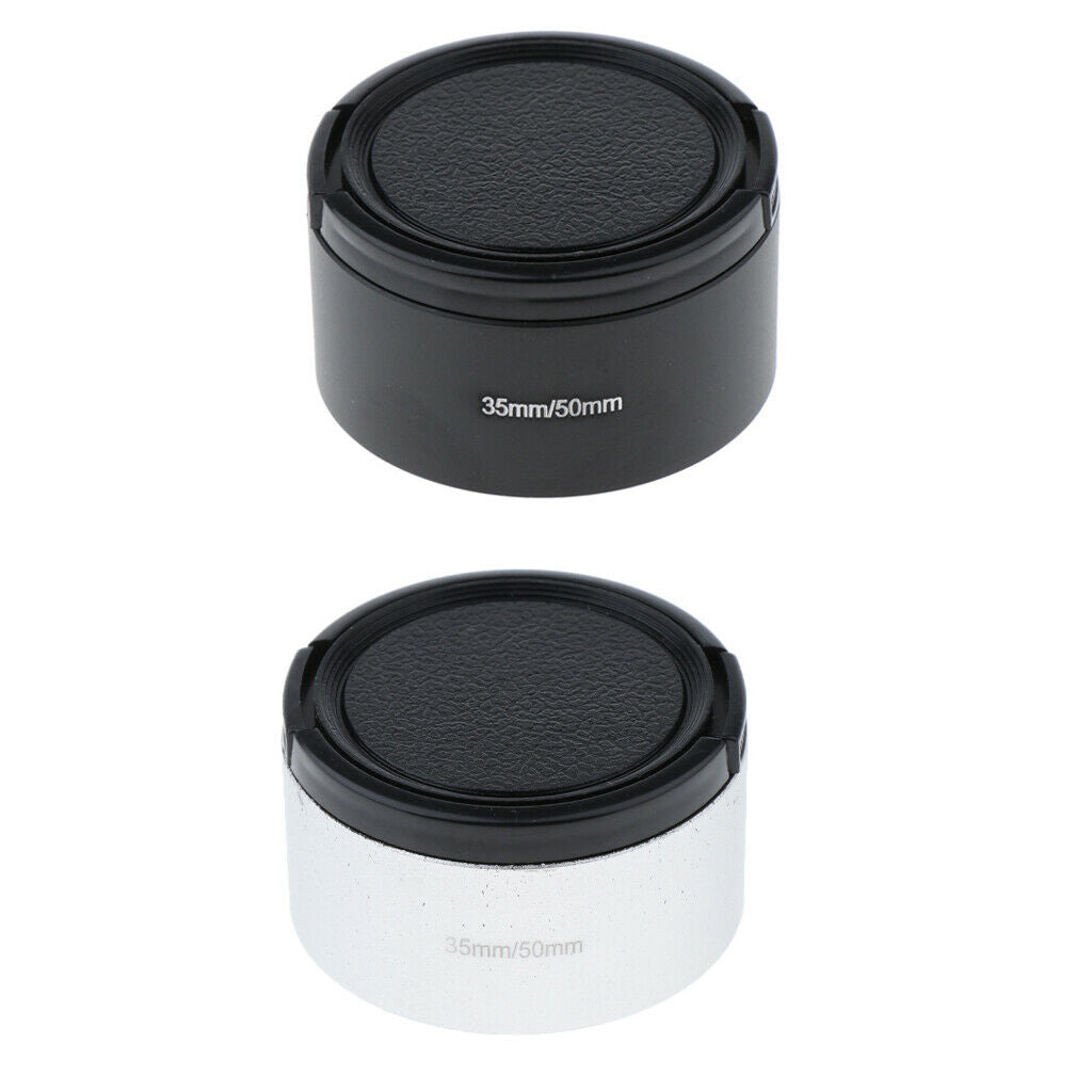 2 Pieces 35mm Metal Lens Hood for 35mm f1.7 / 50mm f1.4 CCTV Black + 46mm Lens