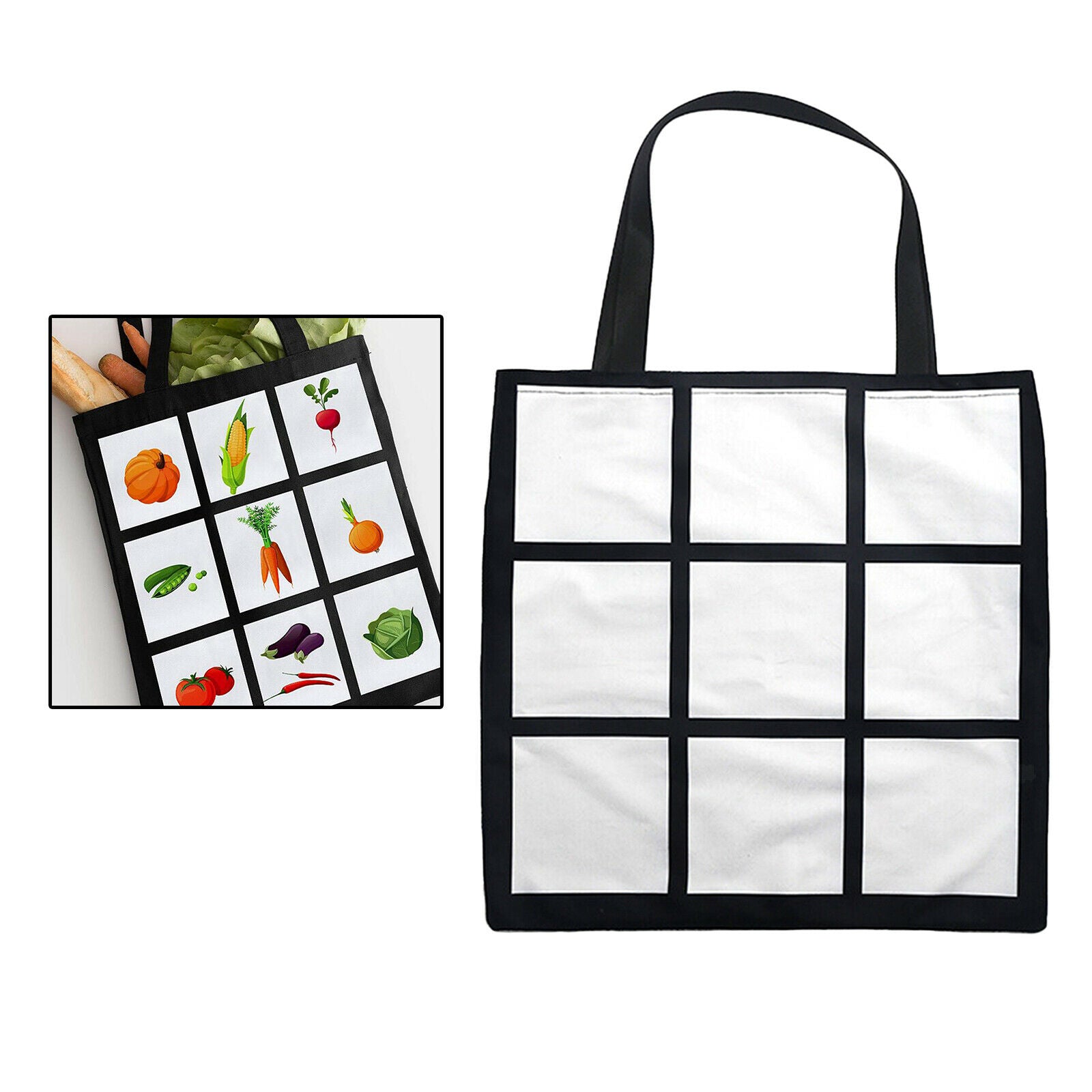 Sublimation Blank Panel Grocery Shopping Bag Printable Beach Casual Tote Bag