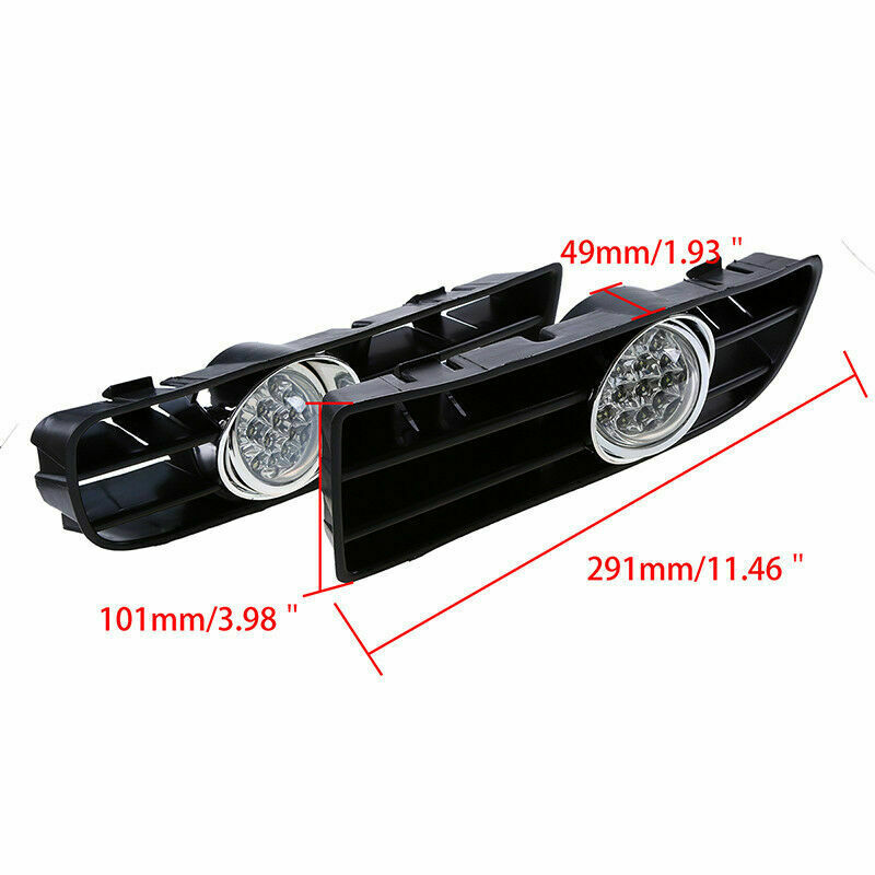 LED Fog Lights Front Bumper Side Grille For VW Golf 4 GTI TDI MK4 1999-04 LH &RH