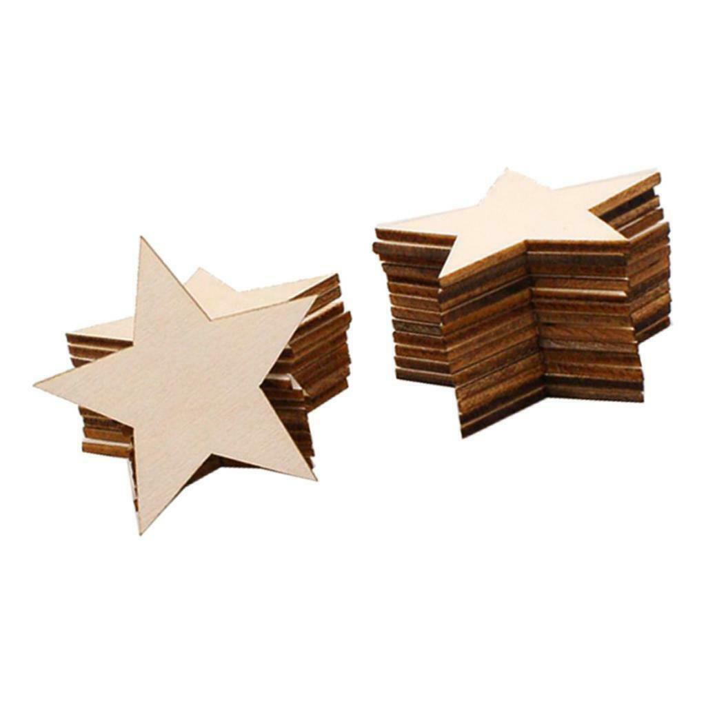 25 Star Shape Wood Piece Slices Art Christmas Tree