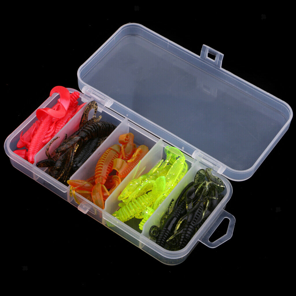 20pcs Soft Fishing Bait Crayfish Shrimp Lure Worm Earthworm Maggot Bait Box