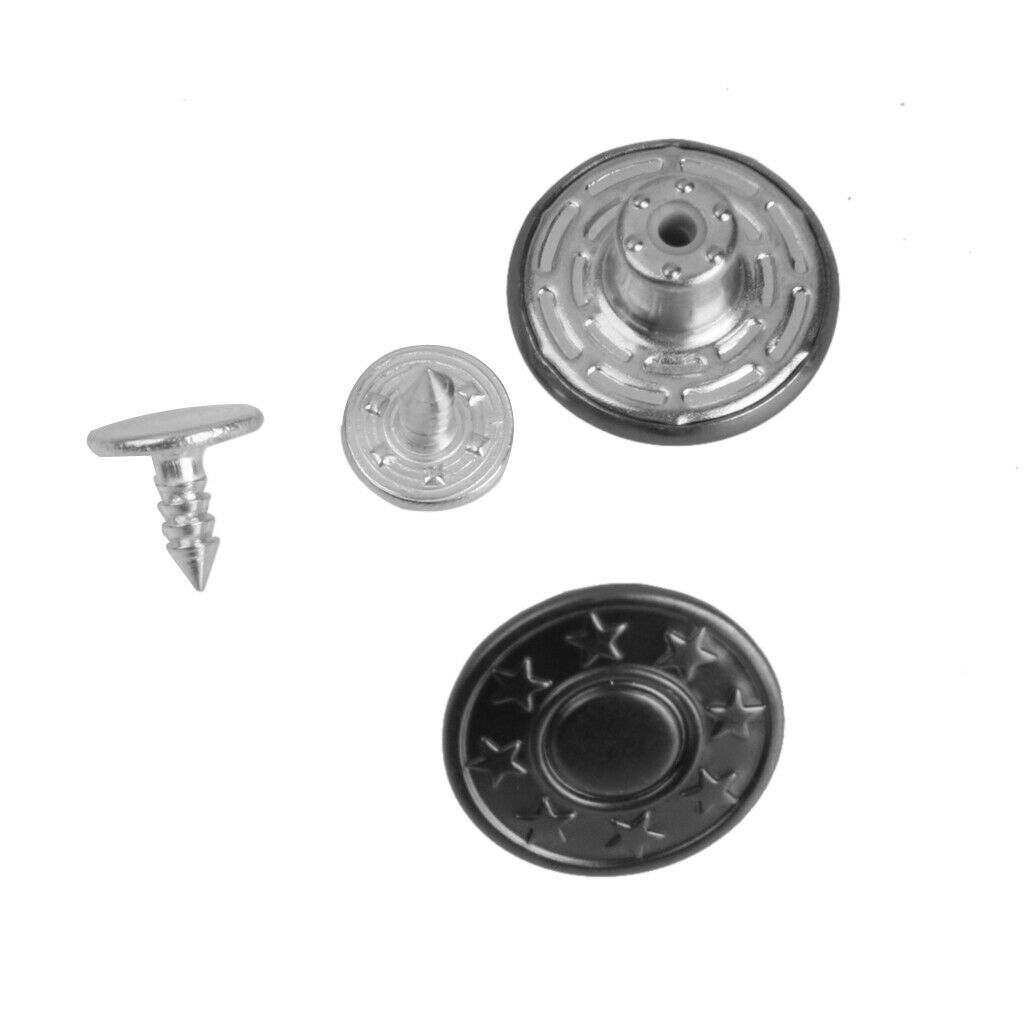 Pack of 50 Sets Jeans Buttons No-Sew Metal Star Pattern Tack Snap Buttons