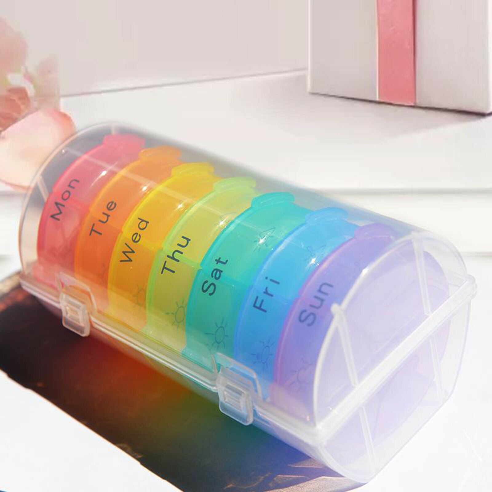 Weekly Round Organizer Pill 7 Day 3 Times A Day Case Containers