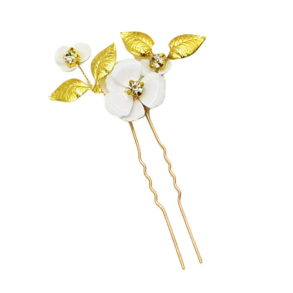 Foral Bridal Hair Clip With Imitation Pearls U Shape Jewelry For Wedding Party