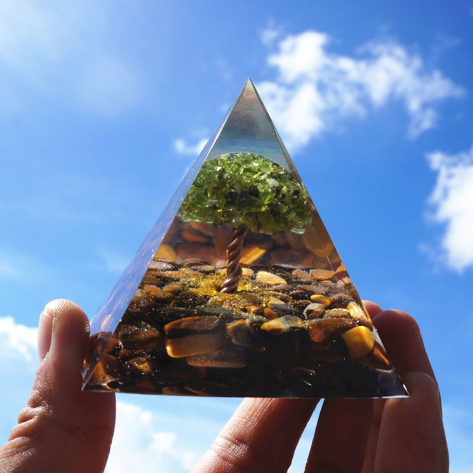 Crystal Orgone Pyramid, Reiki Healing Chakra Meditation Large Orgonite Pyramids