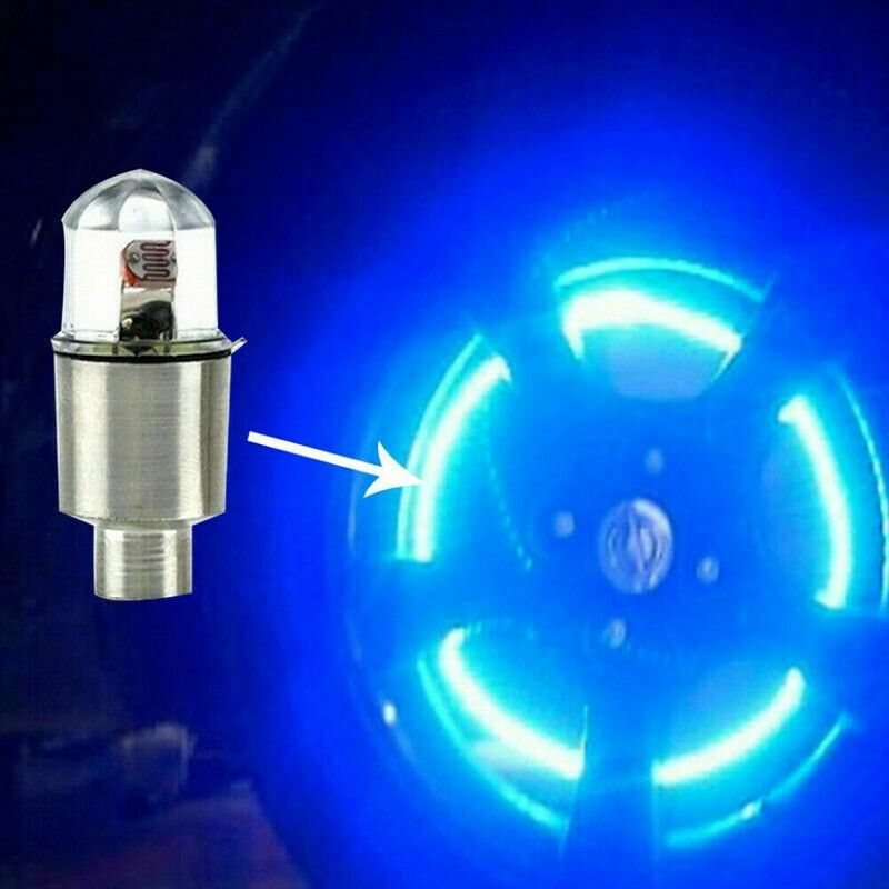 4PCS Car Blue Wheel Tire Air Valve Stem LED Light Caps Cover Accessories 3.8cm