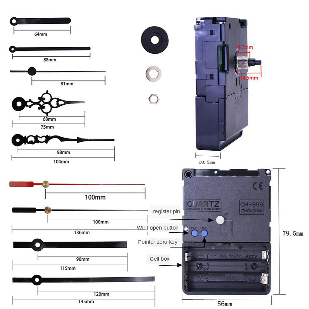 Ticking Clock Movements with 3 Pack Different Size Clock Hands, DIY Repair Parts