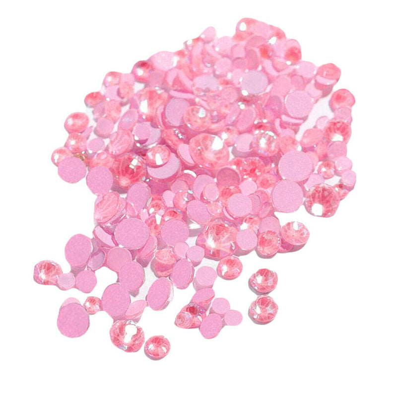 350 Nail Rhinestones DIY Charms Gem Stones 6 Sizes for Nails Face Body Pink