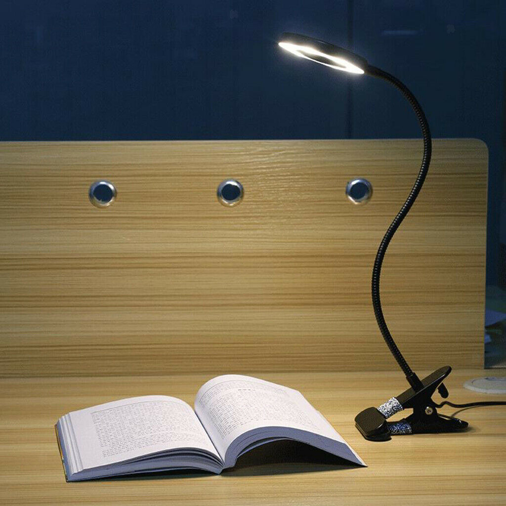 USB   Clip On Desk Lamp Reading Light 3 Color Modes Book Clamp Light