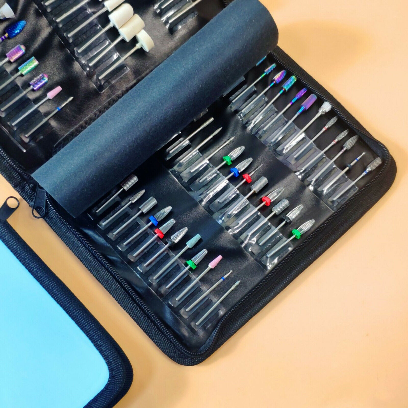 Professional 72 Slots Nail Drill Bits Holder Organizer Storage Container
