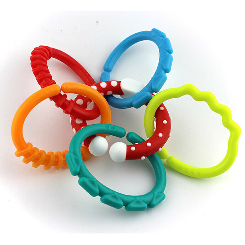 6pcs Baby Teething Rings BPA Free Silicone Teether Bracelet - Sensory Rings