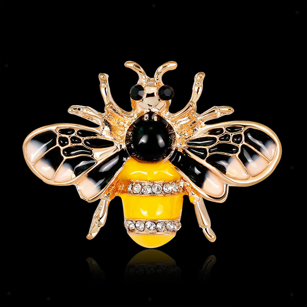 Classic Crystal Enamel Honeybee Insect Brooch Pin Wedding Party Jewelry