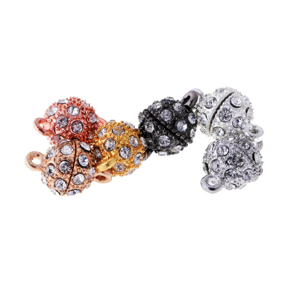 Find 6 pieces of rhinestone round ball brass magnetic clasps jewelry