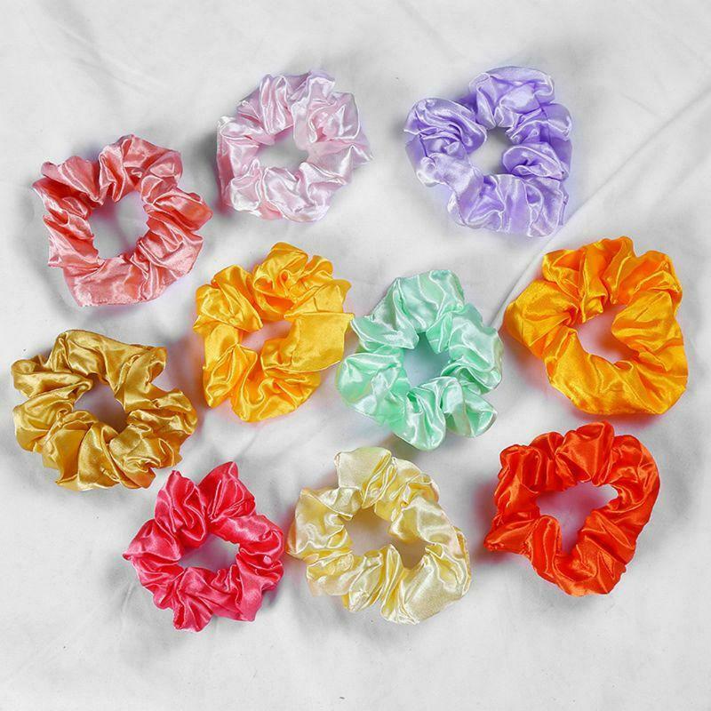 40Pcs Satin Elastic Hair Bands Scrunch Ponytail Holder Scrunchy Hair Women Ties