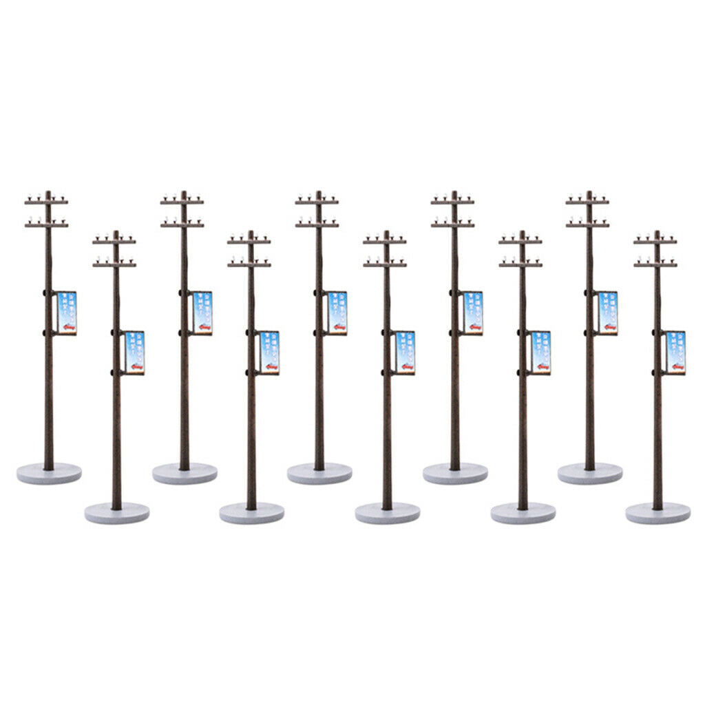 10PCS 1:87 Mini Electric Line Pole for Train Railways LANDSCAPE LAYOUT HO #1