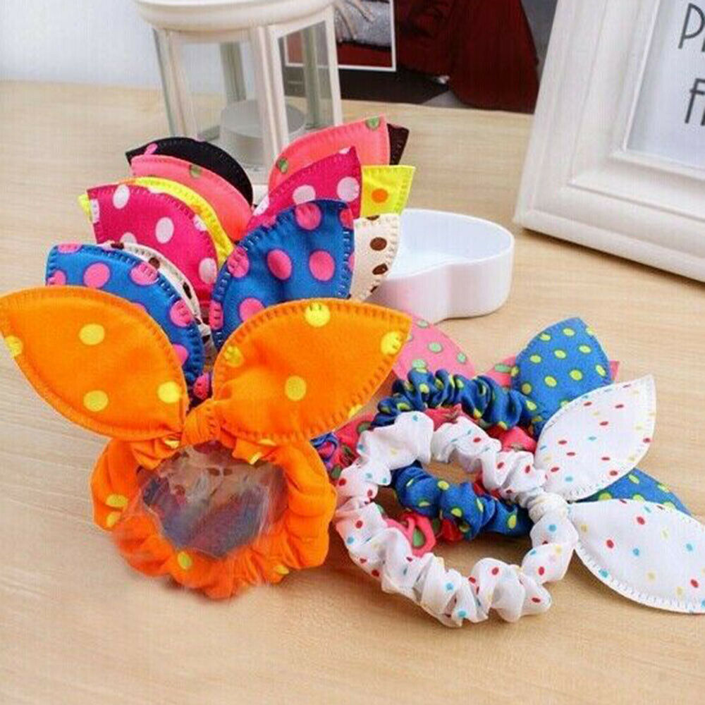 10pcs Women Girl Elastic Bow Knot Ponytail Hair Band Hair Rope Scrunchie Holder*