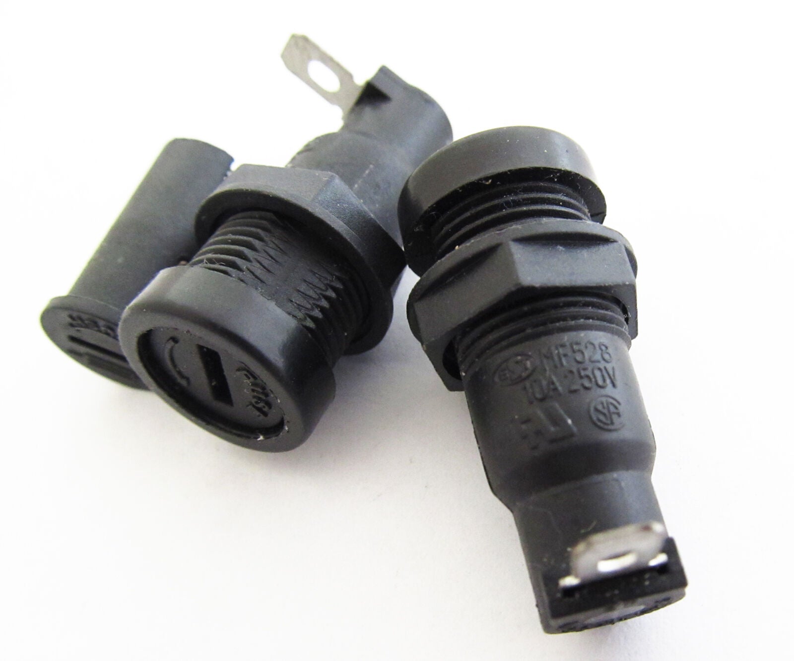 2pcs Black Color Fuse Holder MF528 10A 250V Mounting for 5x20mm Fuses