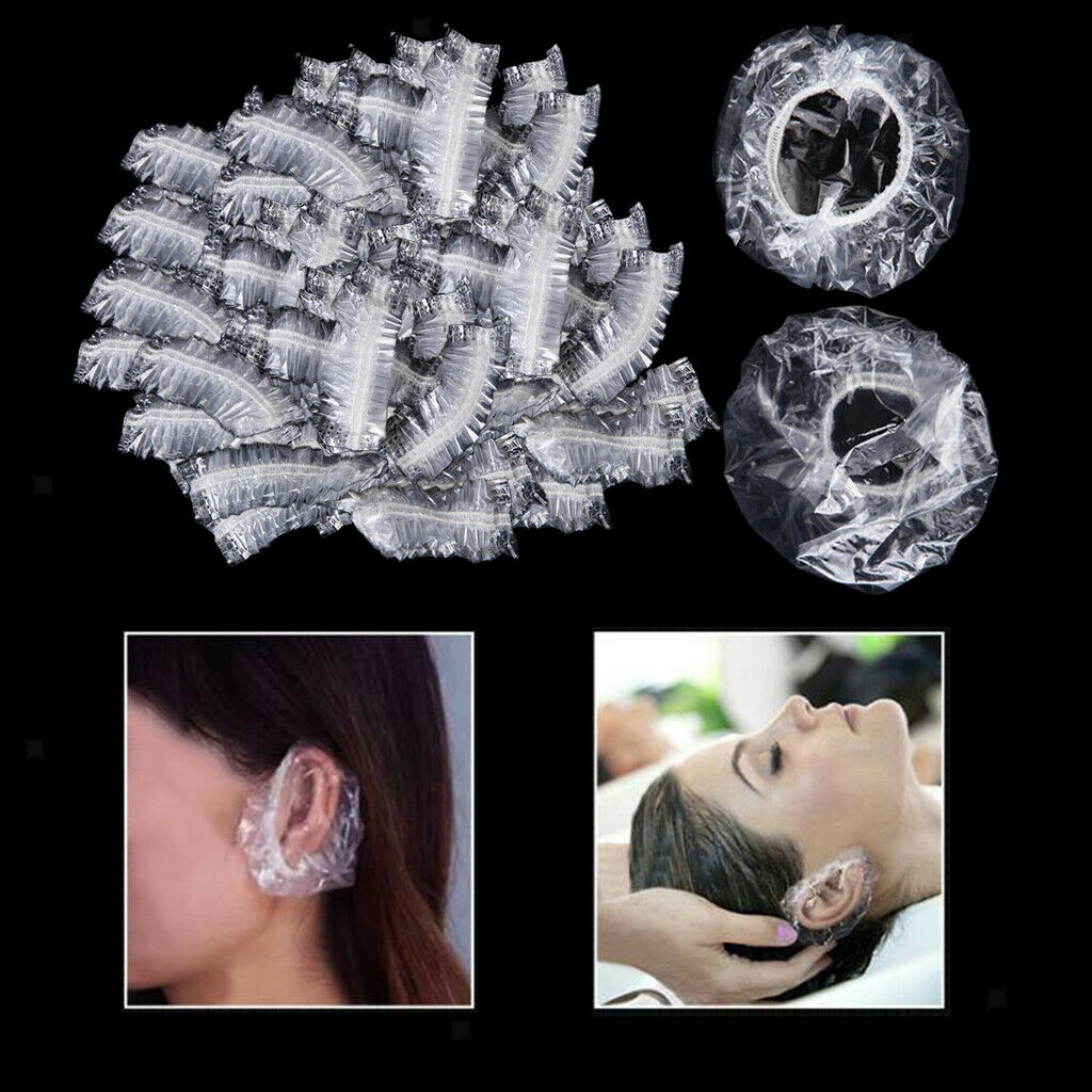 100 Pack Waterproof Salon Ear Cover Disposable Elastic Ear Caps for Bath