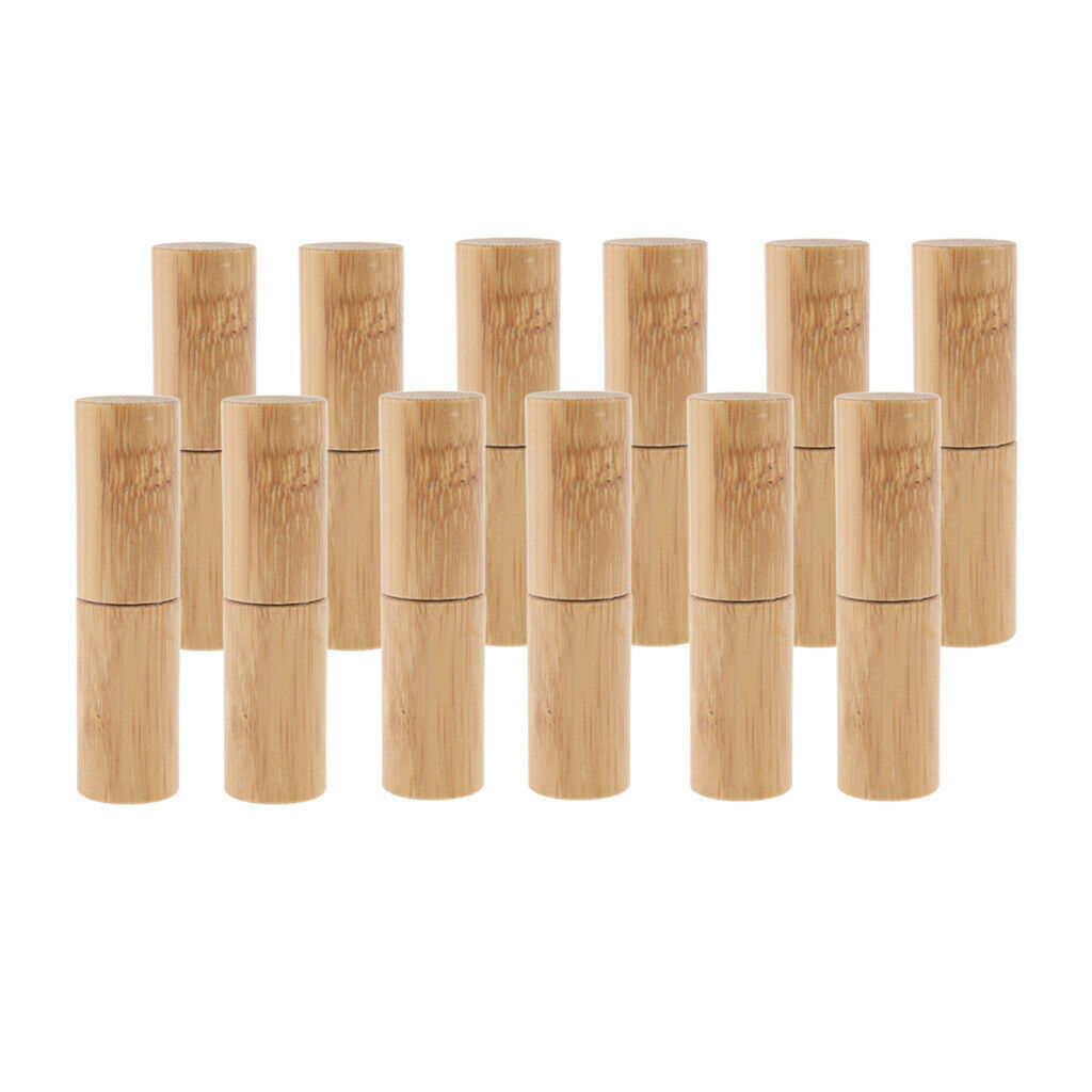 12Set Natural Bamboo Empty Makeup Essential Oil Roller Bottles Travel 5ml