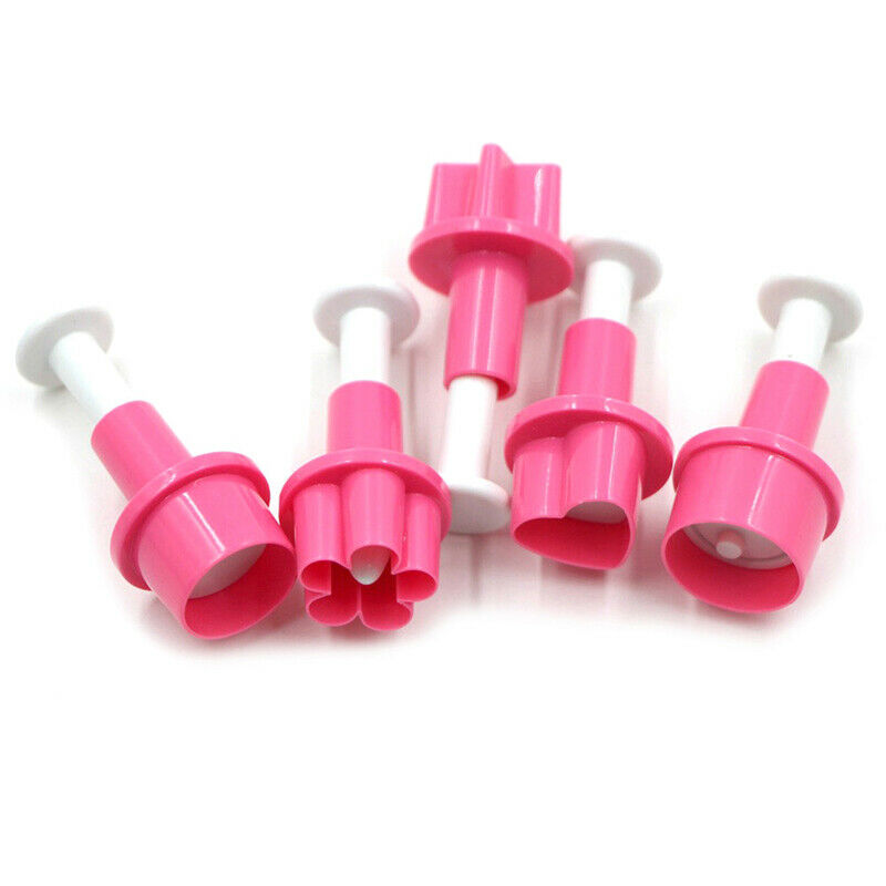 5PCS Cookie Cutter Heart Plunger Cake Mold Star Button Plum Biscuit Mould.l8