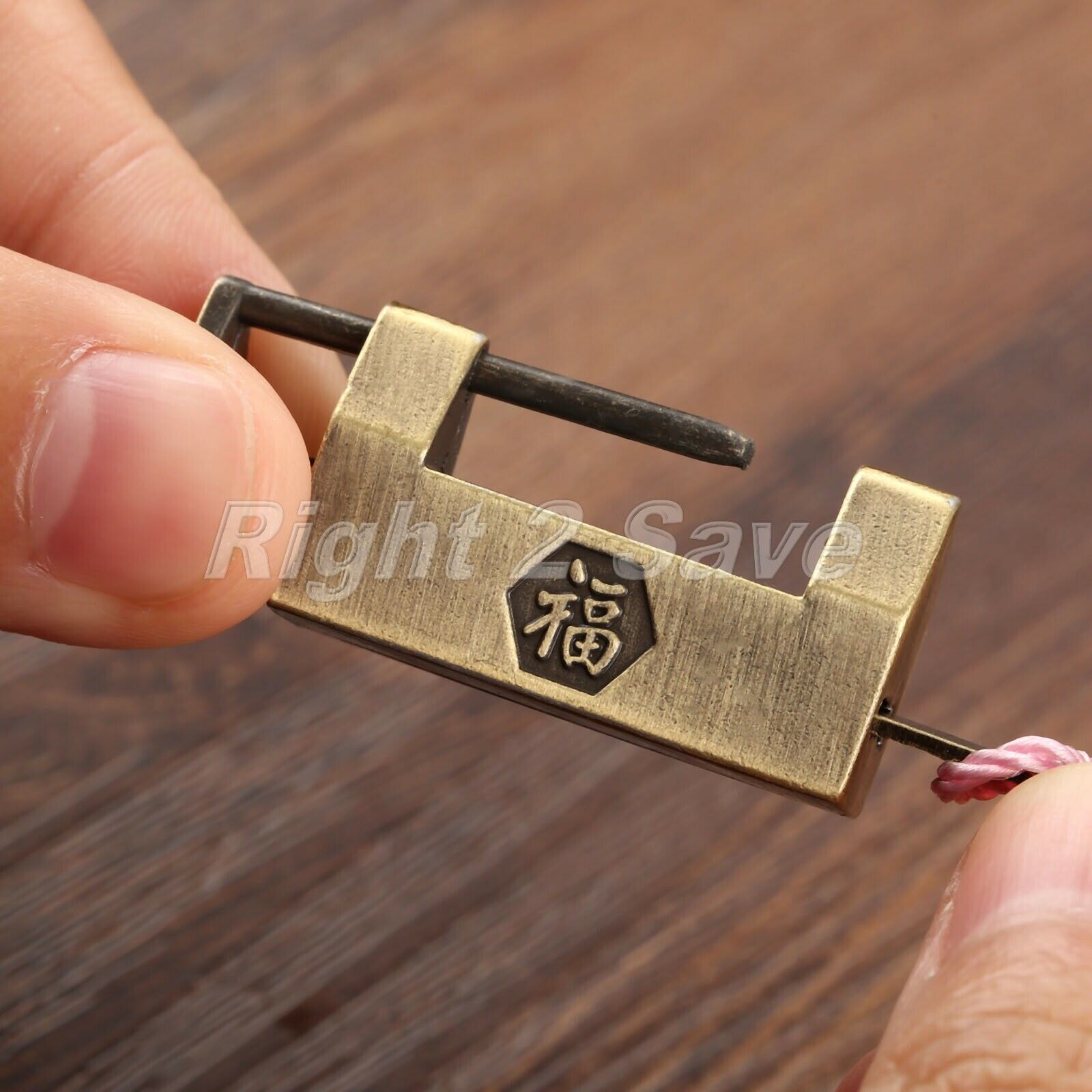Zinc Alloy Lock Retro Wood Gift Case Jewelry Box Suitcase Padlock Hardware & Key
