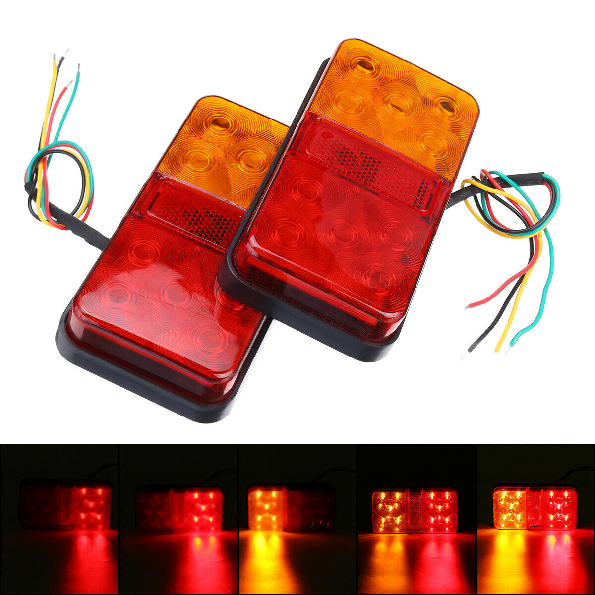 Pair LED Rear Brake Stop Indicator Light Lamp Tail Trailer Truck Lorry