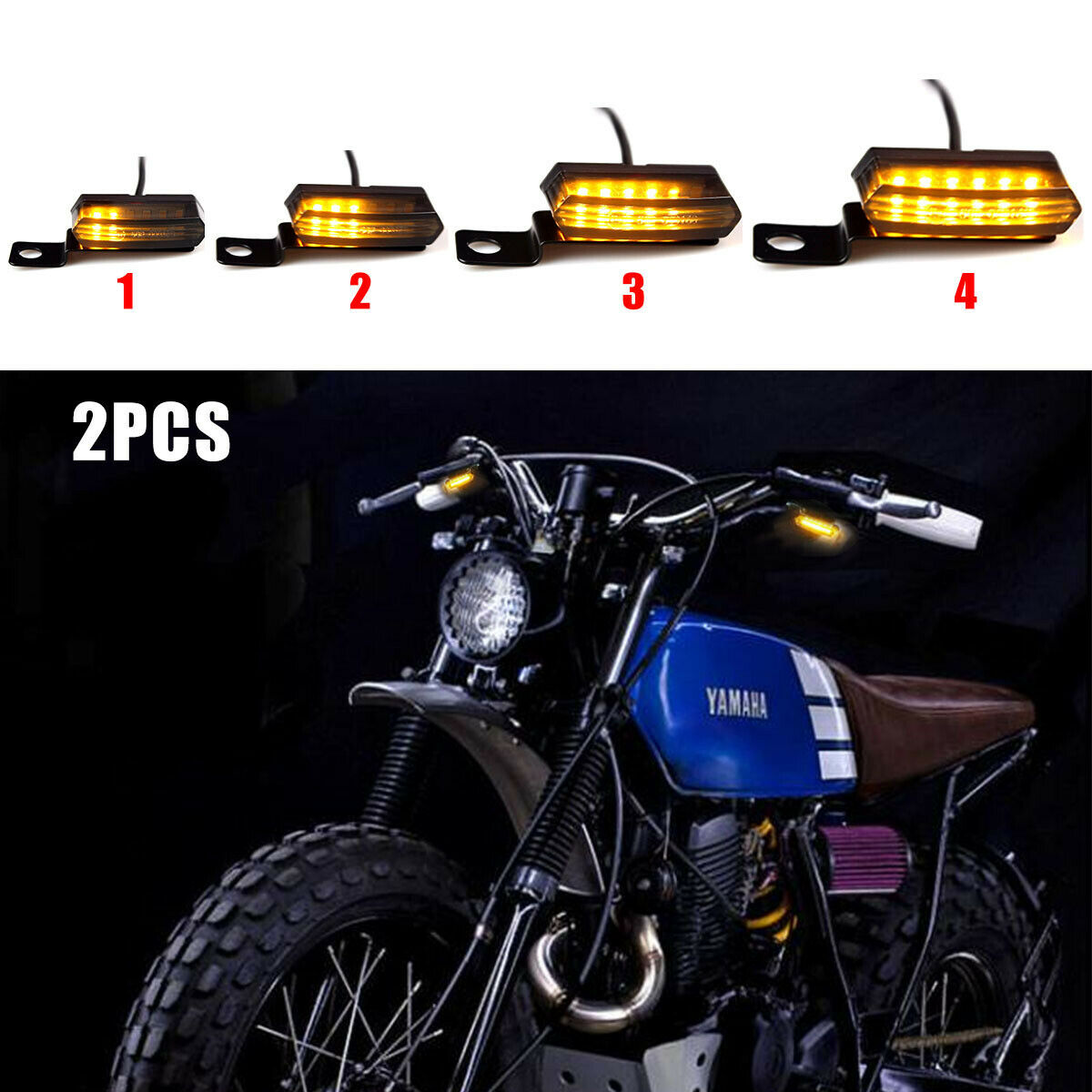 2PCS Motorcycle Turn Signal Lights LED Signal Lamp Dynamic Streamer   @E â—