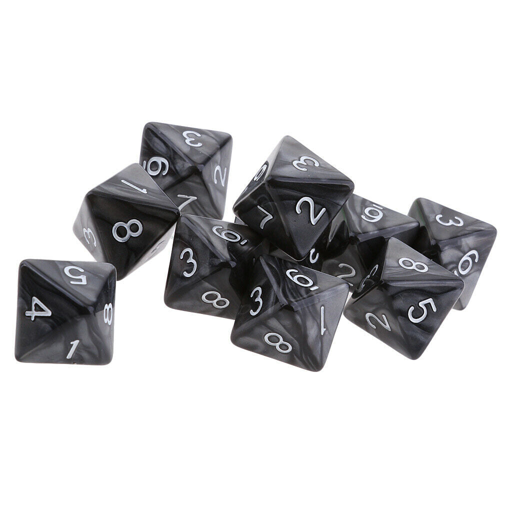 10x D8 Polyhedral Dice 8 Sided Dice for  MTG Black
