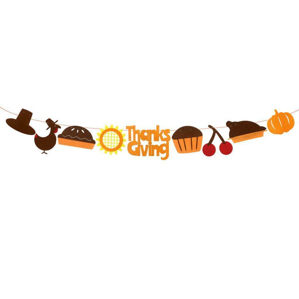 Happy Thanksgiving Banner Cupcake Picks Party Home Set Backdrop Bunting