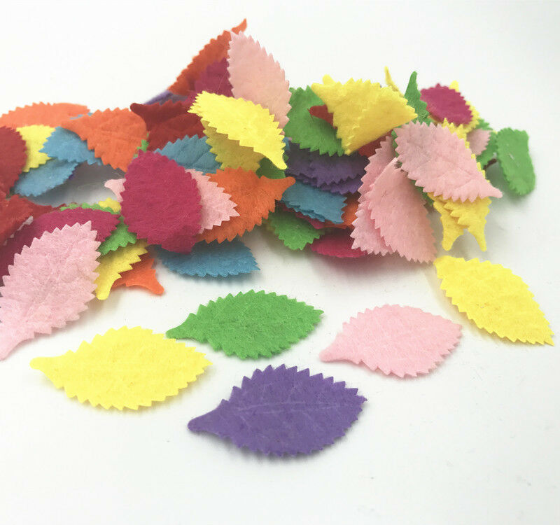 100pcs Leaves-shape Felt Card making decoration applique Mixed Colors 31mm